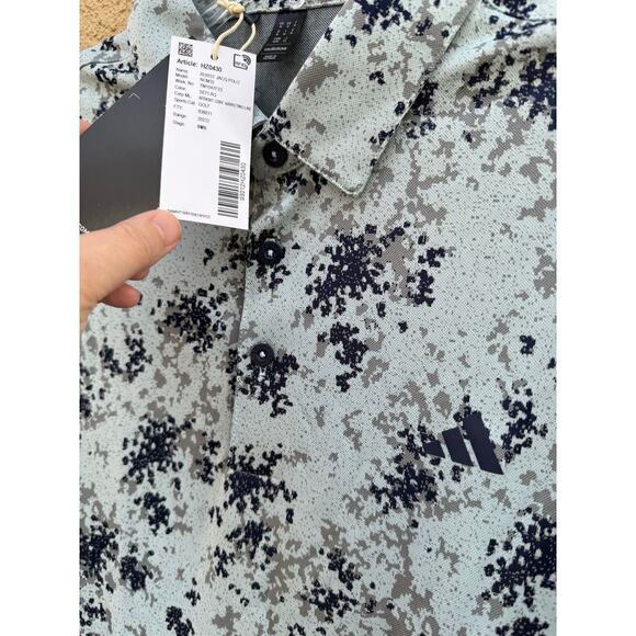 Adidas Burst Jacquard Golf Polo Light Blue Medium NWT - Picture 6 of 12